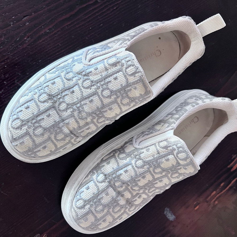 Christian Dior Solar Oblique Grey White slip on women’s sz 37 6.5-7 - Picture 3 of 16
